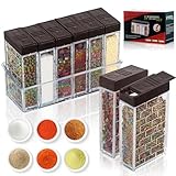 Spargere spezie, 6 in 1 con vassoio, barattoli in plastica, portaspezie da campeggio, portaspezie, sale e pepe, contenitori per spezie con coperchio per conservare cucina, campeggio, barbecue