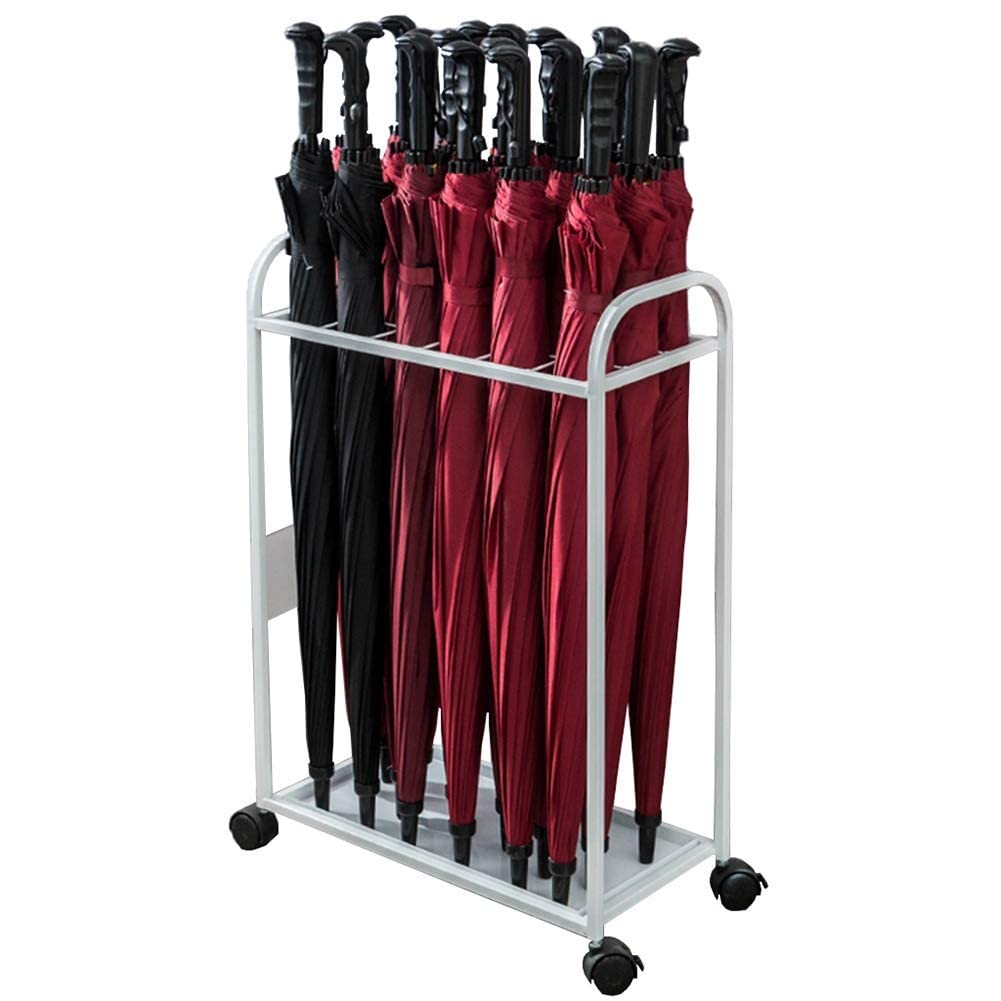 Porte-parapluie grande capacité en métal blanc au design d'affaires