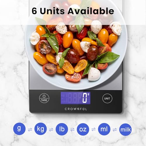 CROWNFUL Food Scale, 33lb Rechargeable 304 Stainless Steel Digital Kitchen Scale Weight Grams and Ounces with LCD Display and Type-C Charging for Meal Prep, Baking and Cooking - Image 5