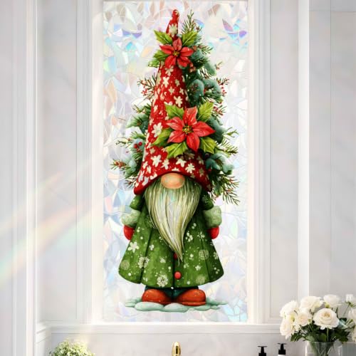 Image of Christmas Gnome Tomte Holographic Window Film 17.32x39.37in Cling