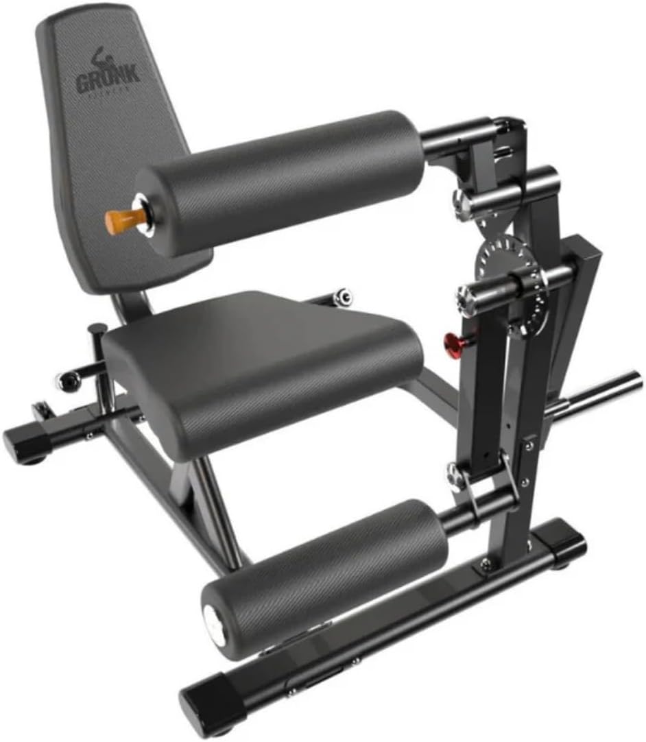 Gronk Fitness Leg Extension and Curl Machine | Plate Loaded Seated Leg Curl & Leg Extension Machine for Home Gym | Adjustable Strength Training Equipment for Quad & Hamstring Isolation