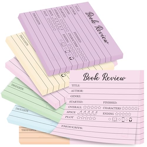 TICIAGA Book Review Journal Notepad - 6Pcs Mini Reading Journal Tracking Sticky Note for Book...