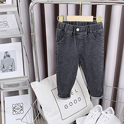 Little Girls Boys Elastic Waist Jeans Pull On Denim Pants Trousers3