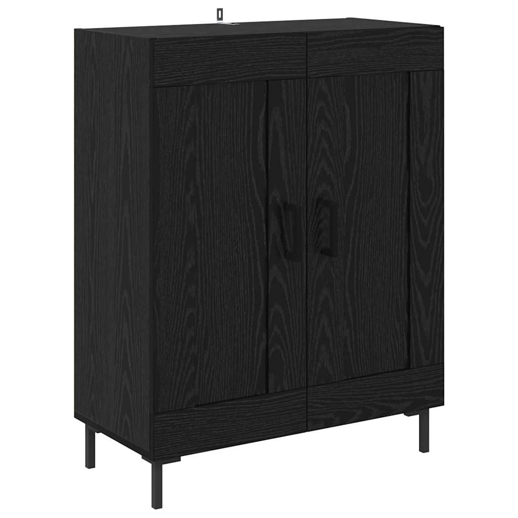 Komoda czarna o wyglądzie dębu, materiał drewnopochodny, 69,5 x 34 x 180 cm, z drzwiami, kredens, komoda do salonu, komoda z szufladami i szafa na ubrania, funkcja do nowoczesnych pomieszczeń