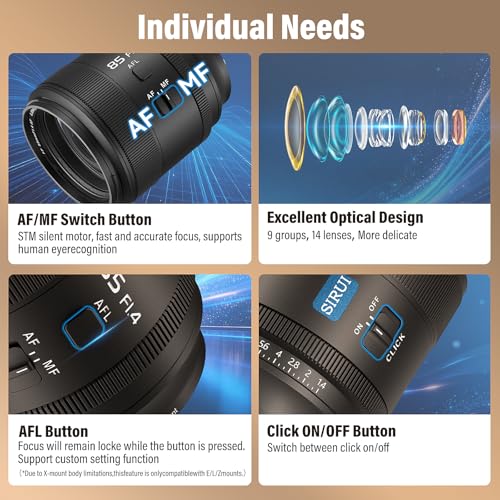 SIRUI Aurora 85mm F1.4 Full Frame Auto Focus Lens, Telephoto Prime Portrait Lens for E Mount Cameras FX3, FX6, A7 Series, A7R Series, A7S Series, A9, ZV-E1, Black by Sirui - Used condition - Image 7