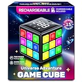 Niufunmal Rechargeable Game Cube, 15-in-1 Fun Brain Memory & Speed Games for Kids, Christmas Birthday Gifts for Boys Girls Ages 6-12+ Years Old, Cool Toys for Kids Teens with Score Screen (Black)