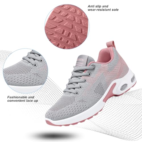 Image of Padgene Womens Sneakers Air Cushion Running Shoes Lightweight Tennis Walking Shoes Mesh Breathable Gym Work Fashion Sneakers Athletic Comfortable Casual