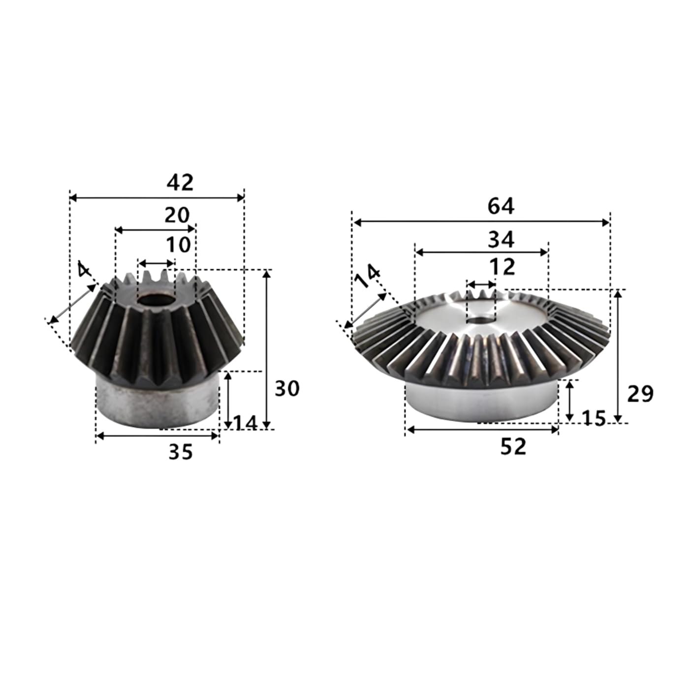 1 set di ingranaggi conici in acciaio al carbonio con rapporto di velocità 1:1.5, 2 modulo 20 denti e 30 denti ingranaggi conici a 90 gradi
