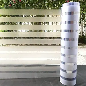 HOME13 Window Frosted Film for Glass Privacy Strips Design Glass Sticker for Home Office Security Self Static Cling Vinyl Film for Bathroom Shower Room Glass Door (Strips Design / 24 x 60 inch)