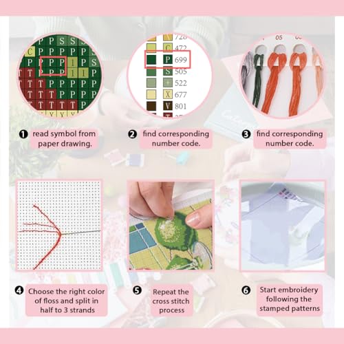 Image of FREEBLOSS 11CT Cocktail Stamped Cross Stitch Kits Full Embroidery Kits with Instruction Cross Stitch Wall Hanging Kit for Needlepoint Adults Wall Art Decoration 16x20in /40x50cm