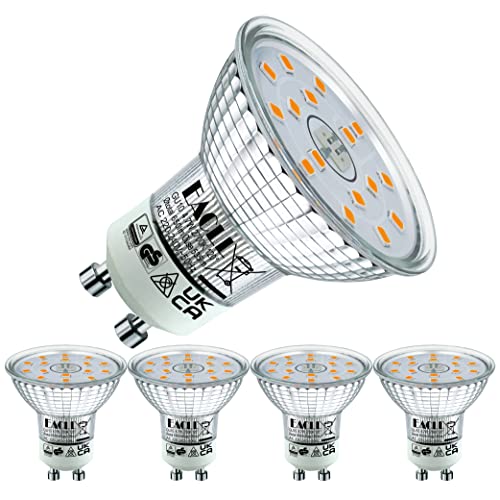 Bombillas Led Gu10 EACLL Bombillas LED GU10 Blanco Cálido 4.7W Reemplaza 70W Halógena, Pack de 4, Focos Sin Parpadeo AC 230V, 2700K 535...