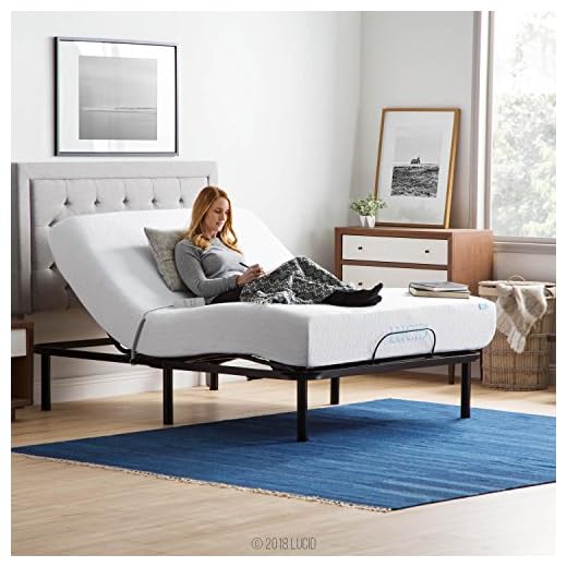 LUCID L100 Adjustable Bed Base Steel Frame - 5 Minute Assembly - Head and Foot Incline - Wired Remote Control - Queen