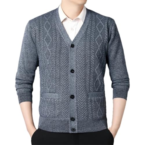 Men's Knitted Cardigan V Neck Slim Fit Solid Knit Sweater Fleece Lined Fall Winter Outerwear