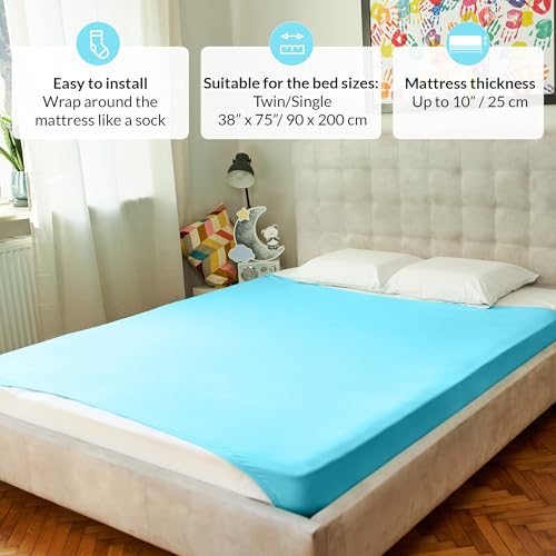 Image of Sensory Compression Blanket | Spandex Bed Sheet for Kids & Adults | Deep Relaxing Feeling, Release Oxytocin | Helps With: SPD, Anxiety, ADHD, Autism and More | Breathable & Stretchable | Twin Size