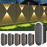 Ellasay Solar Fence Lights Outdoor: 6-Pack Solar...