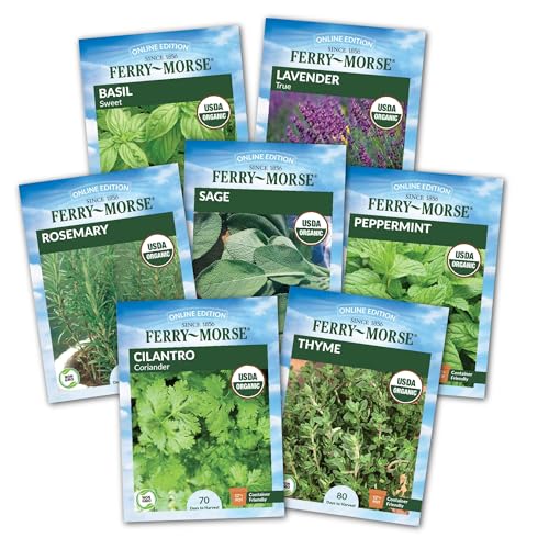 Image of Ferry-Morse Herb Seeds Variety Pack - Aromatherapy - Rosemary Seeds, Cilantro Seeds, Mint Seeds, Basil Seeds - 7 Pack - Organic GMO Free