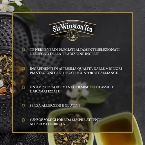 Sir Winston Tea, Tè Bianco Mango e Limone, 60 Filtri (3 Confezioni da 20 Filtri), Gusto Delicato e Fruttato, Certificato RFA, Senza Lattosio, Glutine e Allergeni, Vegan