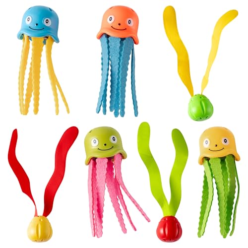 Diving Swimming Pool Toys - 7pcs Octopus & Seaweed Diving Underwater Swimming Pool Bath Water Fun Toys Accessories Big Colorful Octopus Catch Retrieval Game Games Summer Swim Party Supplies