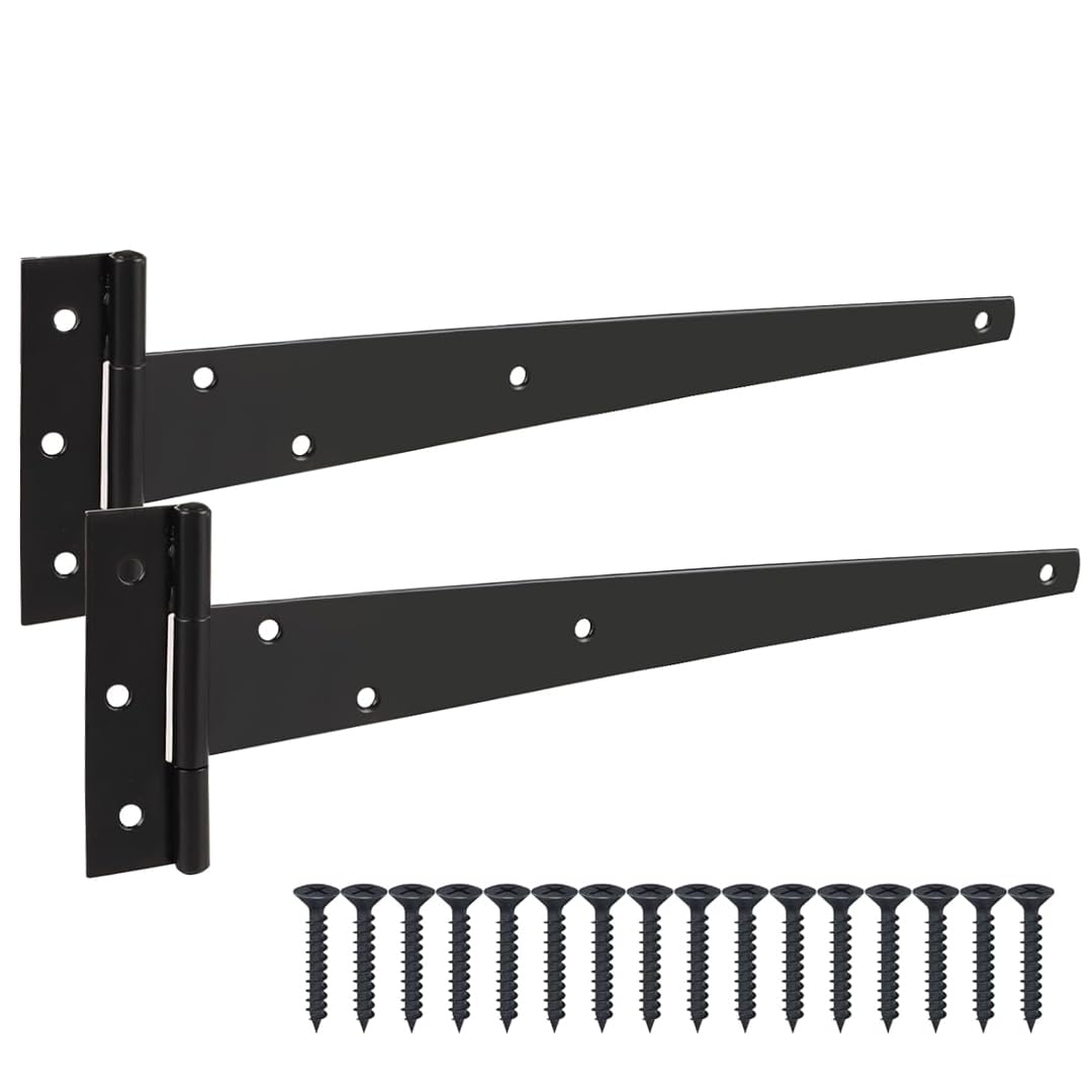 SCORPIO HARDWARE® Gate Tee Hinges Black Galvanised Heavy Duty T Hinges for Wooden Gates, Doors & Sheds (Black, 12 Inch / 300mm) — image 1