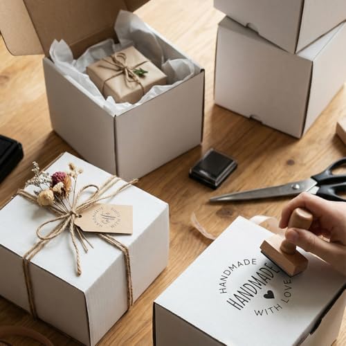 Image of WIFTREY 30 Pack 5x5x5 White Small Shipping Boxes, 5 x 5 x 5 Corrugated Cardboard Box for Packaging Small Business, Shipping, Moving, Mailing