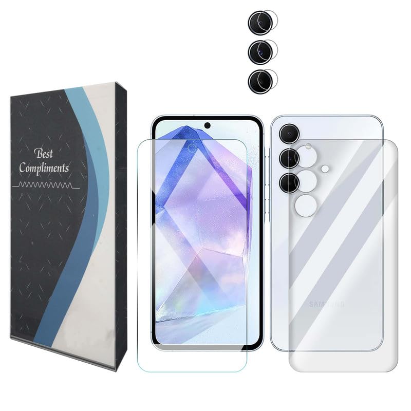 Image of FCS Front + Back + Camera (Glossy) for Samsung Galaxy A35 5G | TPU Glossy Finish Flexible Film Self Healing Screen Protector | Screen Guard