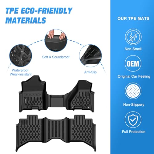 Image of Nilight TPE Floor Mats for Dodge Ram 1500 2500 3500 Bench Seat Crew Cab