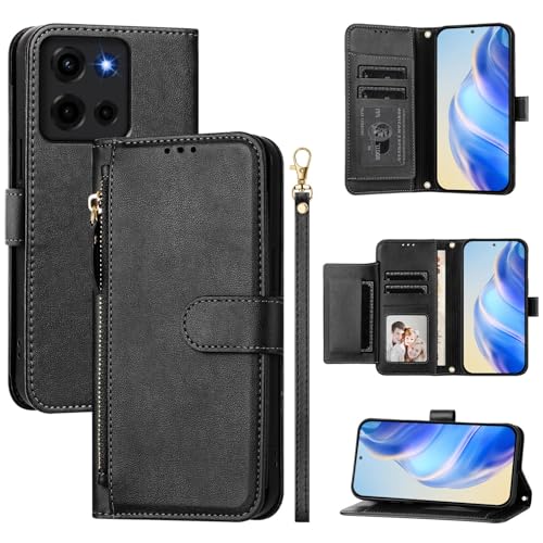 Housse Motorola Moto G 5G 2025 étui en cuir PU noir aux finitions soignées