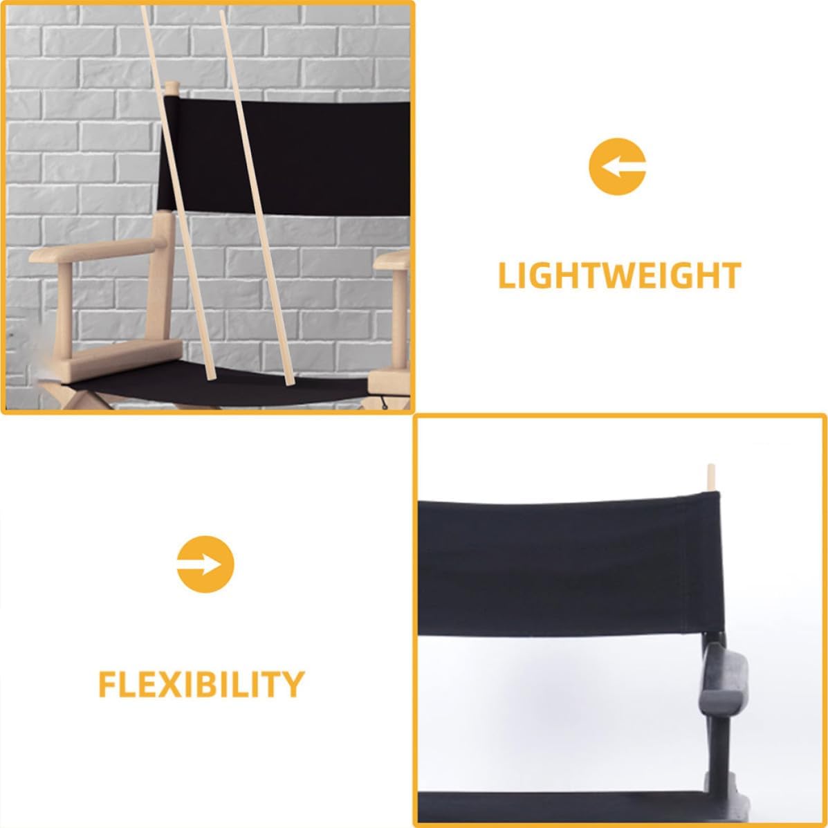 4pcs Director Chair Rod Cloth Support Stick for Chair Parts | Construction, Lightweight and Solid, Easy to Store and Carry, DIY Chair Project Accessory