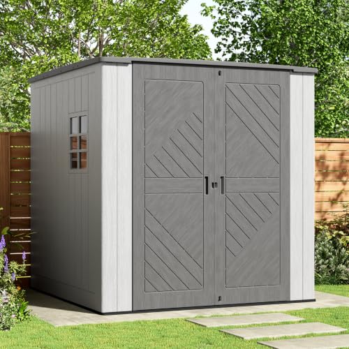 Image of KINYING Outdoor Storage Shed 6x6 FT,Resin Shed with Floor,Large Tool Shed