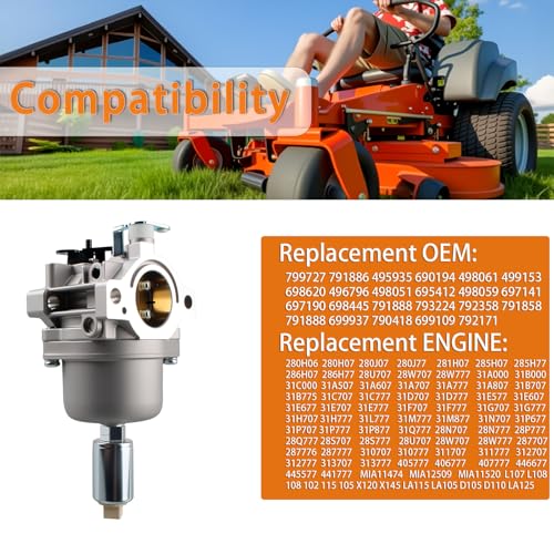 D105 Carburetor Compatible with John Deere D110 D100 LA125 LA115 E110 Lawn Tractor - Carburetor for 17.5hp, 19.5hp, 21hp Briggs & Stratton Engine Lawn Tractors by Gioong - Used condition - Image 6