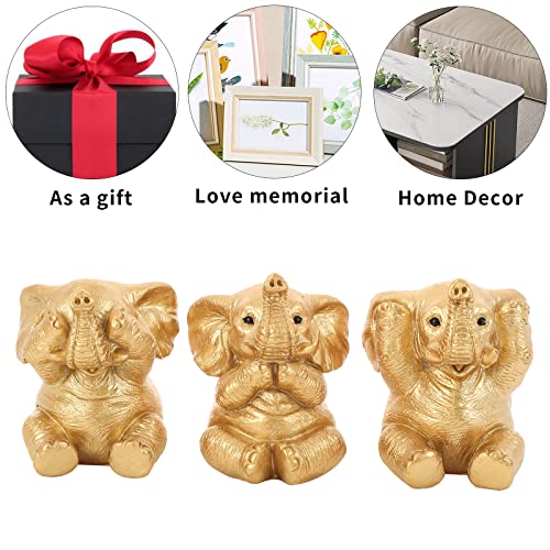 Set de 3 estatuas doradas de elefante para decoración miniatura 6