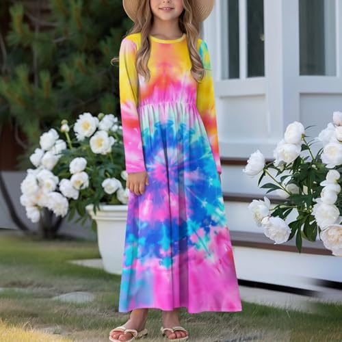 Long Sleeve Dress for Girls Kids Maxi Dresses Size 5-14 Years Old4