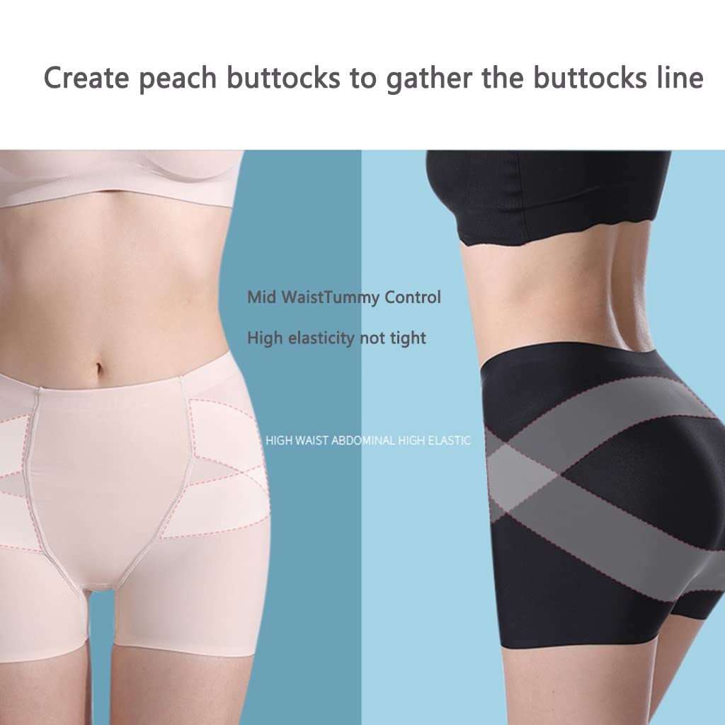 2 PCS Traceless Tummy Control Panty Donne Body Sculpting Cintura Vita Hip-up Body Vita Media Sottile Shapewear (Color : Svart, Size : M.)
