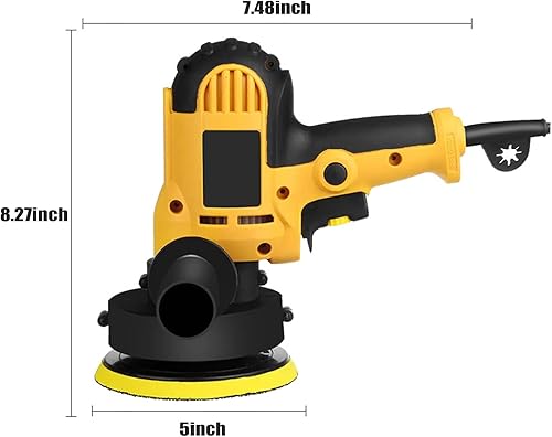 Miniatura 2 de Pulidora de búfer, pulidora de automóvil de 110 V, 700 W, 5 pulgadas, kit de pulidora de velocidad variable con 600-3700 rpm/min mango desmontable,