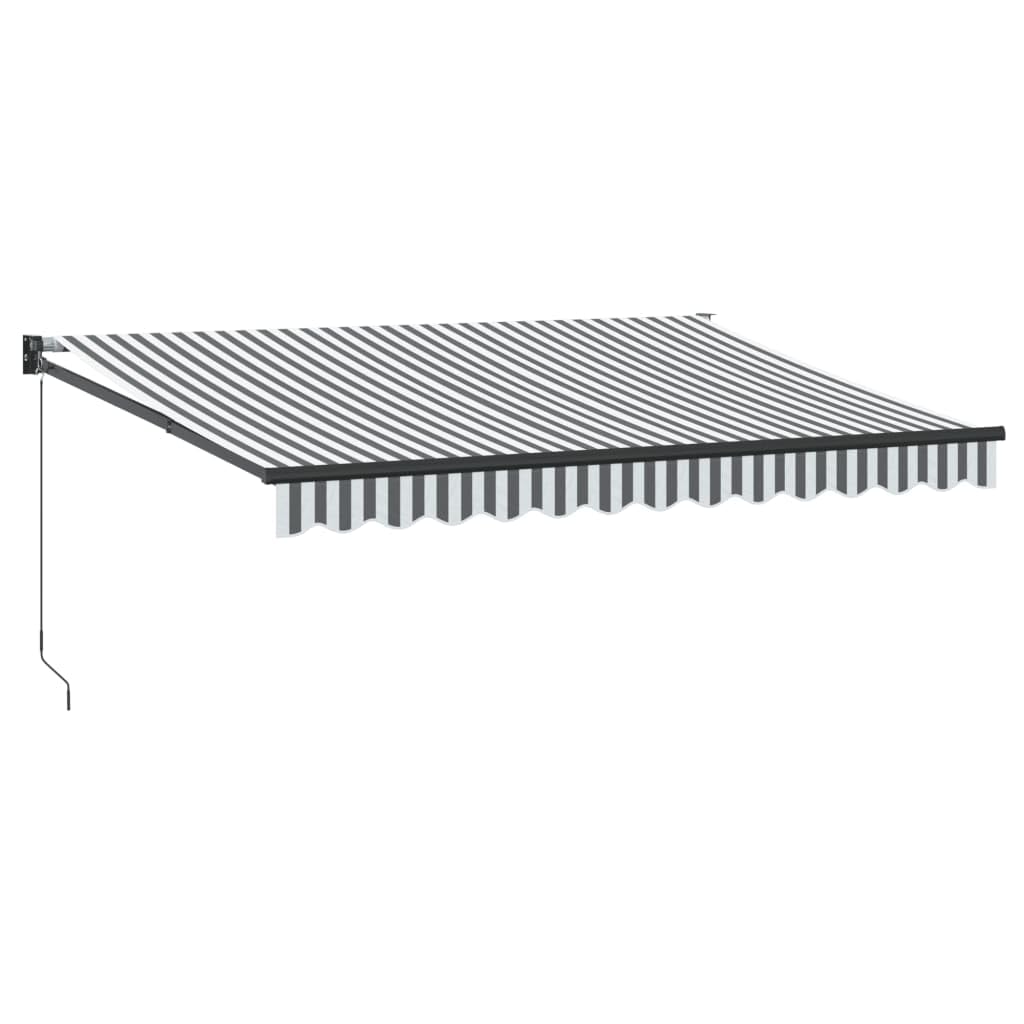 Toldo retráctil de 3,5 x 2,5 m en aluminio antracita y blanco para pared de terraza
