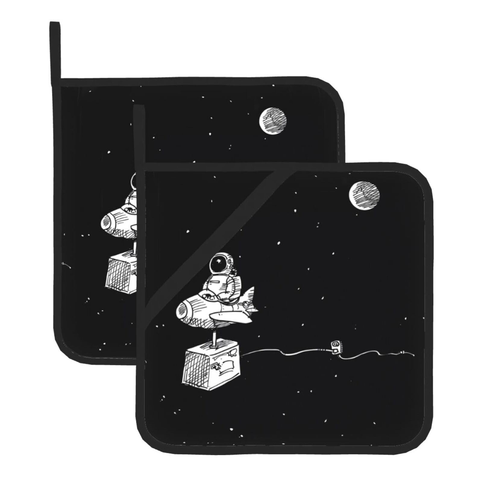 WHJSHOP Astronaut galaxy Prints Square Hot Pads for Kitchen Counter - Thick Heat Resistant Trivets for Microwave & Oven, BBQ Grilling Cover (2 Pack)