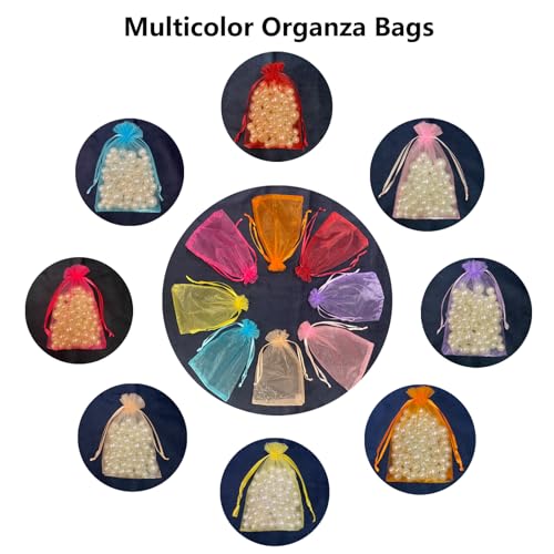 Image of SIAGCRAW Organza Bags 4 inchx6 inch, 100Pcs Small Mesh Drawstring Pouches | Mixed Color Organza Bags for Jewelry, Candy, Party Favors, Small Sachet Wrap, Storage Supplies