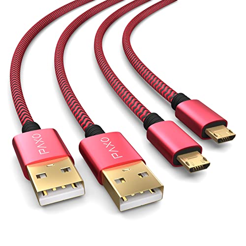 2x 4m câble de chargement PS4 en nylon pour contrôleur Playstation 4, câble Micro USB, câble de chargement Micro USB, Micro USB, gaine en tissu, prise en aluminium, rouge-noir
