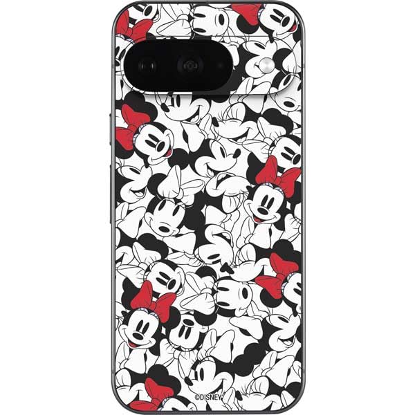 Skinit Decal Phone Skin Compatible with Google Pixel 9 - Officially Licensed Disney Minnie Mouse Red Color Pop Face Pattern Design