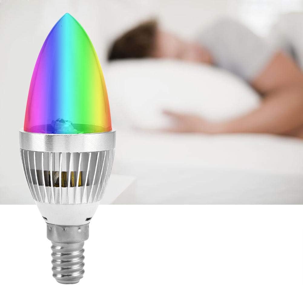 RGB Candle Light, E14 3W RGB LED Color Changing Candle Light Lamp Bulb Stage Disco Party Lamp with Remote Control for Home Bar Party KTV Mood Ambiance Lighting(E14)