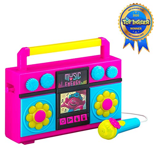eKids Trolls World Tour Sing Along Boombox with Microphone, Built in Music, Flashing