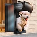 Dog Door for Wall, Medium Doggy Door with Aluminum Frame and Double Flaps, Easy to Install, Strong and Durable(Pets Up to 45 Lb), Extra Wide Telescoping Tunnel for Interior & Exterior Walls-Black/M
