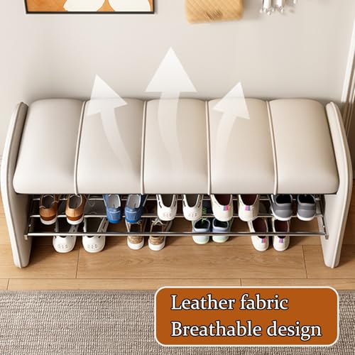 Banc à chaussures blanc de 60 cm avec rangement intégré pour une entrée ordonnée - 5