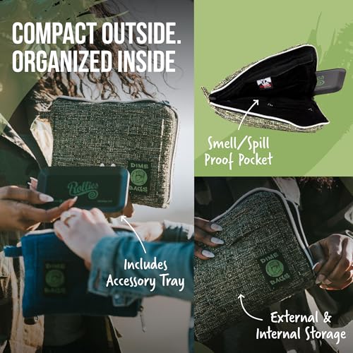 Dime Bags All-in-One Padded Pouch with Accessory Tray & Smell/Spill Proof Pocket, Protective Case for Glass Storage & Travel4