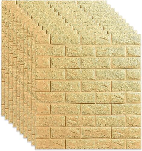 Image of TEKCOOL Self-Adhesive Waterproof PE Foam 3D Wall Panels Wallpaper Sticker for Bathroom, Living Room, and Home Decoration (70 x 77cm, Appx. 5.8Sq Feet)-20 Piece