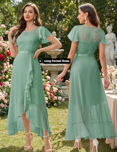 Image of BeryLove Formal Dresses for Women 2026 Wedding Guest with Slit Cocktail Elegant Lace Long Prom Dress