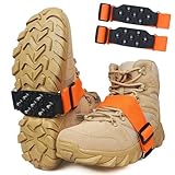 Ice Cleats Snow Traction Cleats for Walking on Snow and Ice Mid-Sole Non-Slip Crampon with Adjustable Straps 7 Tungsten Studs for Secure Grip Anti Slip Crampons for Walking Jogging Hiking