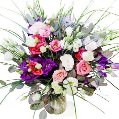 Bunter Blumenstrauß mit Lisianthus und Eukalyptus # Strauß inklusive Grußkarte # Blumen zum Geburtstag versenden Cover