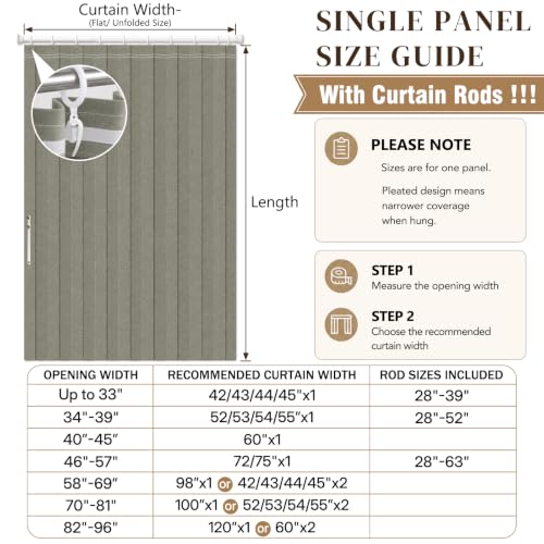 Image of AJAZZ Blackout Accordion Doors with Curtain Rods Adjustable 28-39 inch Long Interior Invisible Folding Door for Bedroom Living Room Doorway Curtain Sets (1 Pack, 42 W x 78 L, Grey)
