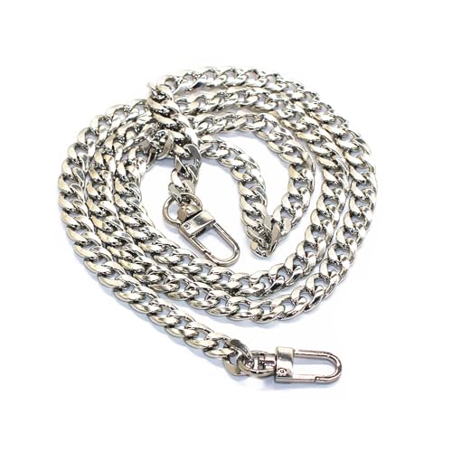 Image of Model Worker DIY Iron Flat Chain Strap Handbag Chains Purse Chain Straps Shoulder Cross Body Replacement Straps with Metal Buckles (23.6 inch, Silver)